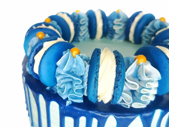 blue birthday drip cake