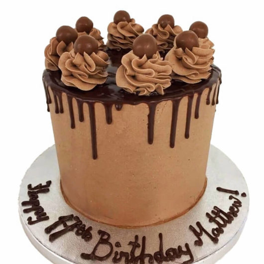 brown drip cake