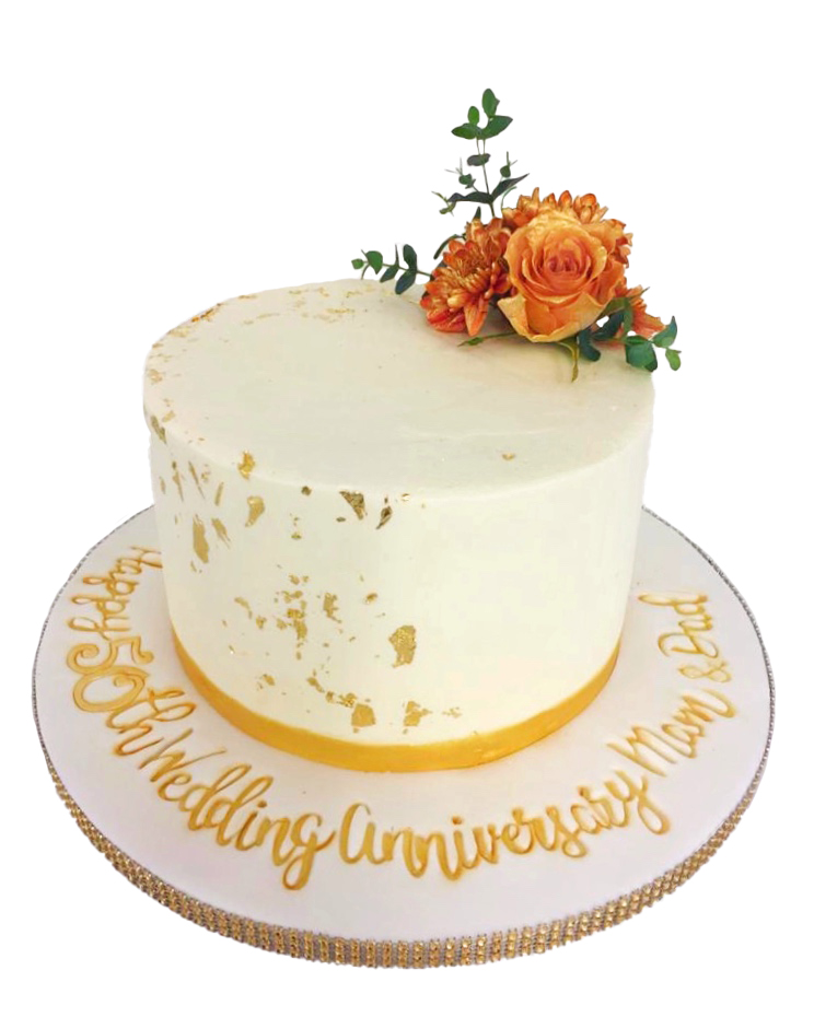 Silver Wedding Anniversary Flower Cake
