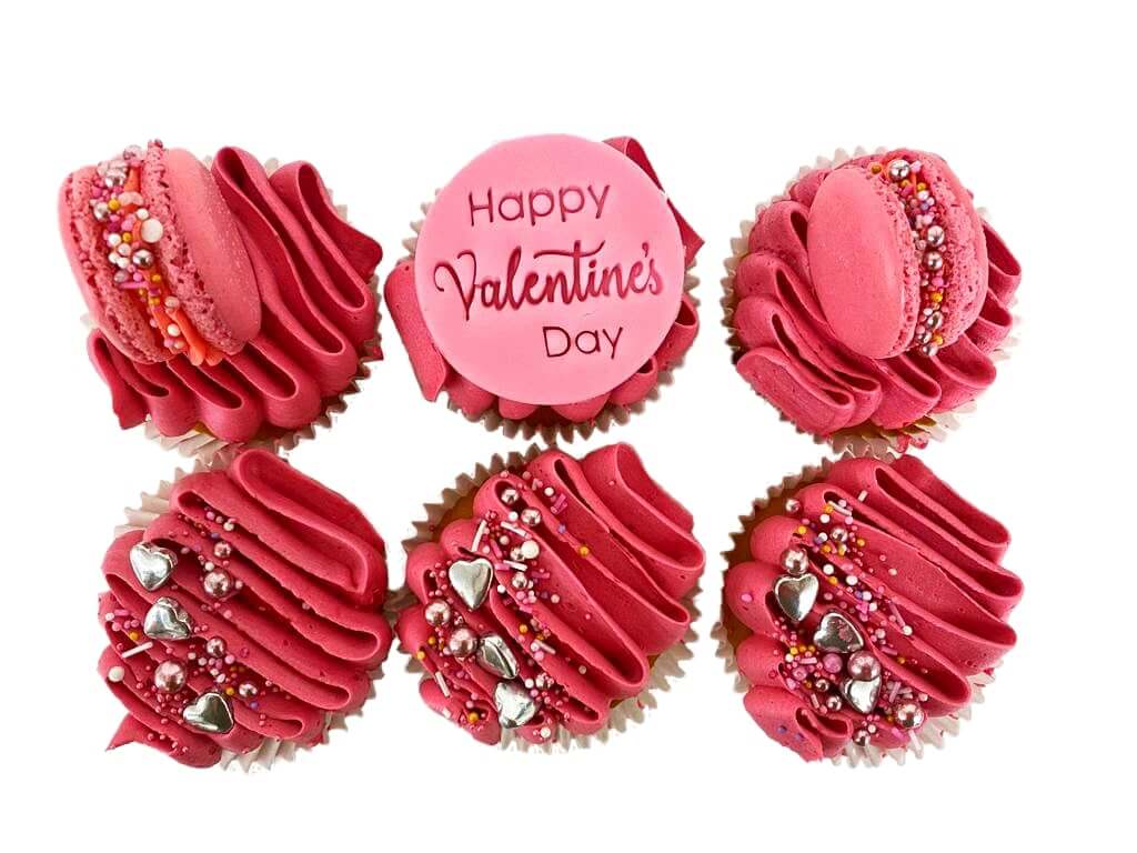 Bee Mine Pink Vanilla Valentines Day Cupcakes,