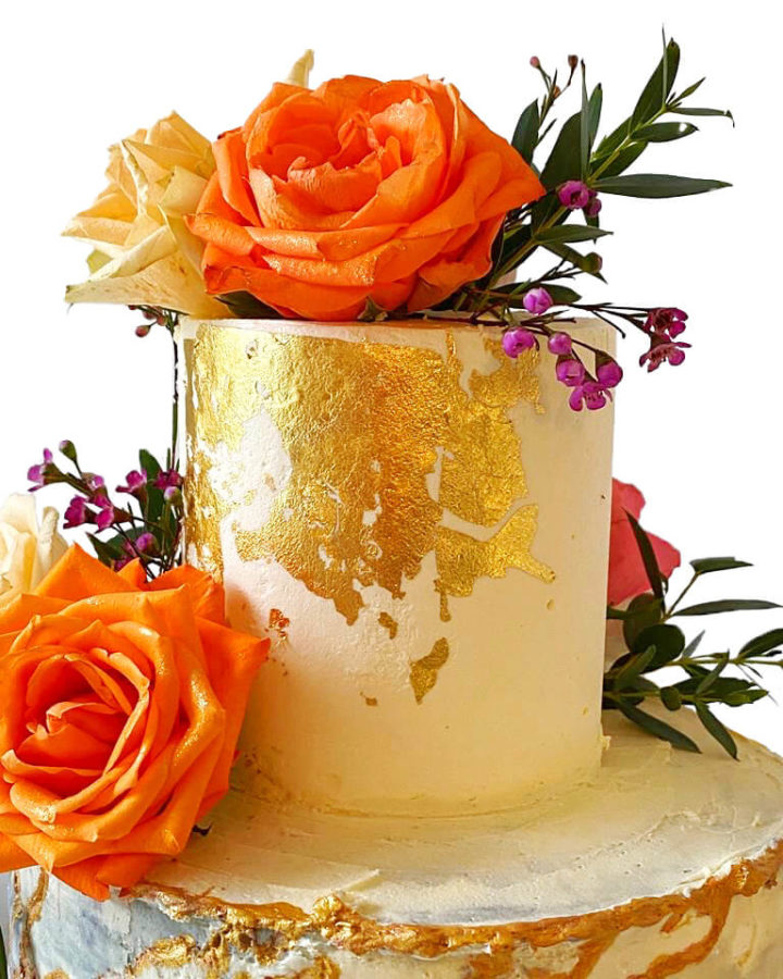 Gold And Orange Vintage Wedding Cake