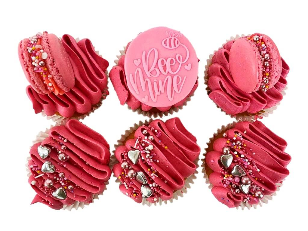 Happy Valentines Day Pink Vanilla Cupcake, Box of 6