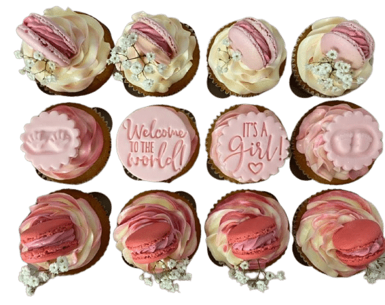 Pink Baby Shower Cupcakes