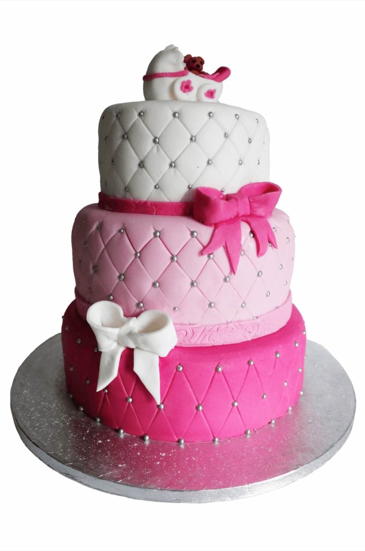 Baby shower cake pink triple layer