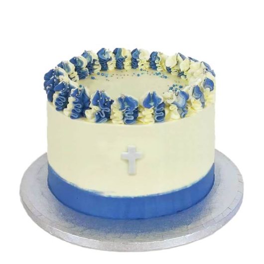 Blue confirmation cake
