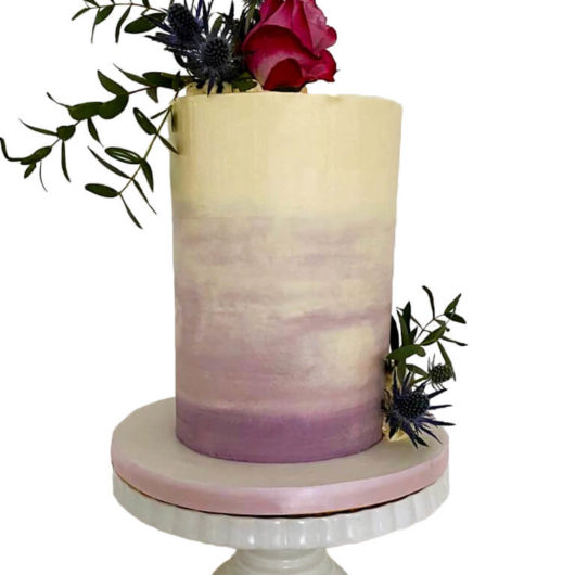 extra tall rustic single-tier wedding cake