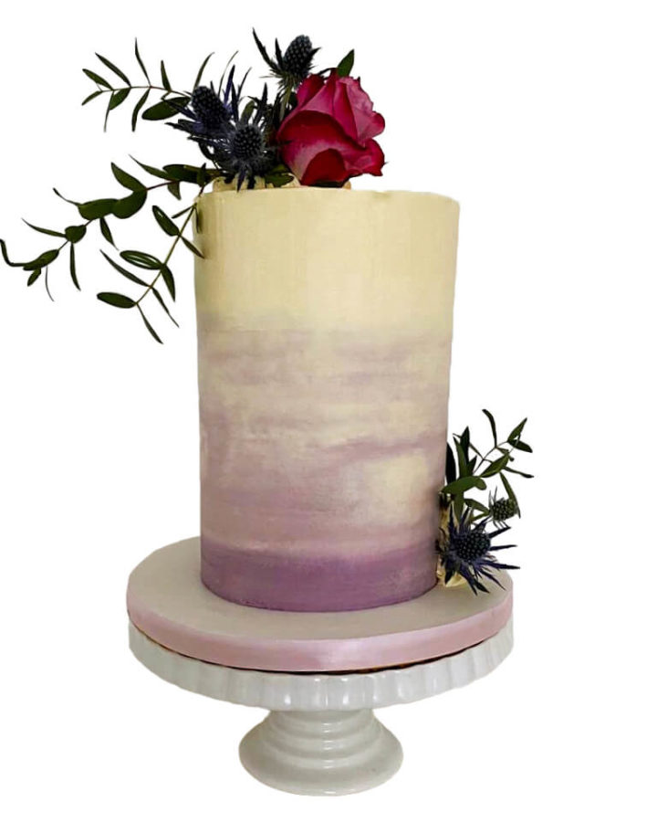 extra tall rustic single-tier wedding cake