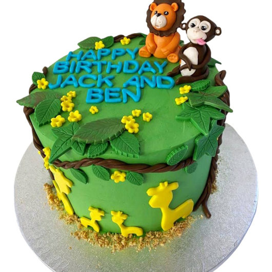 jungle animal birthday cake