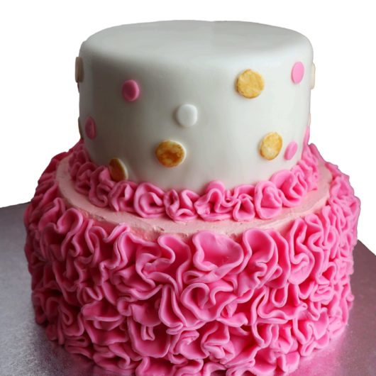 pink christening cake