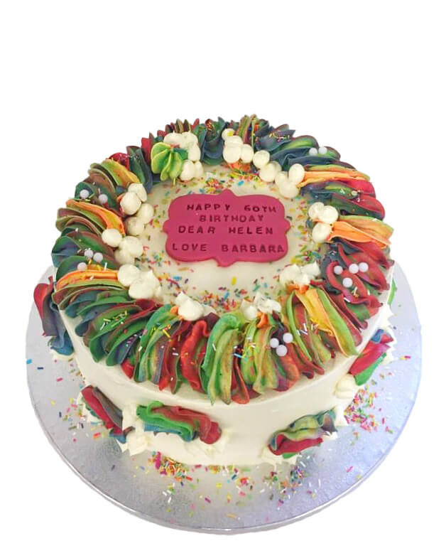 rainbow style bday cake