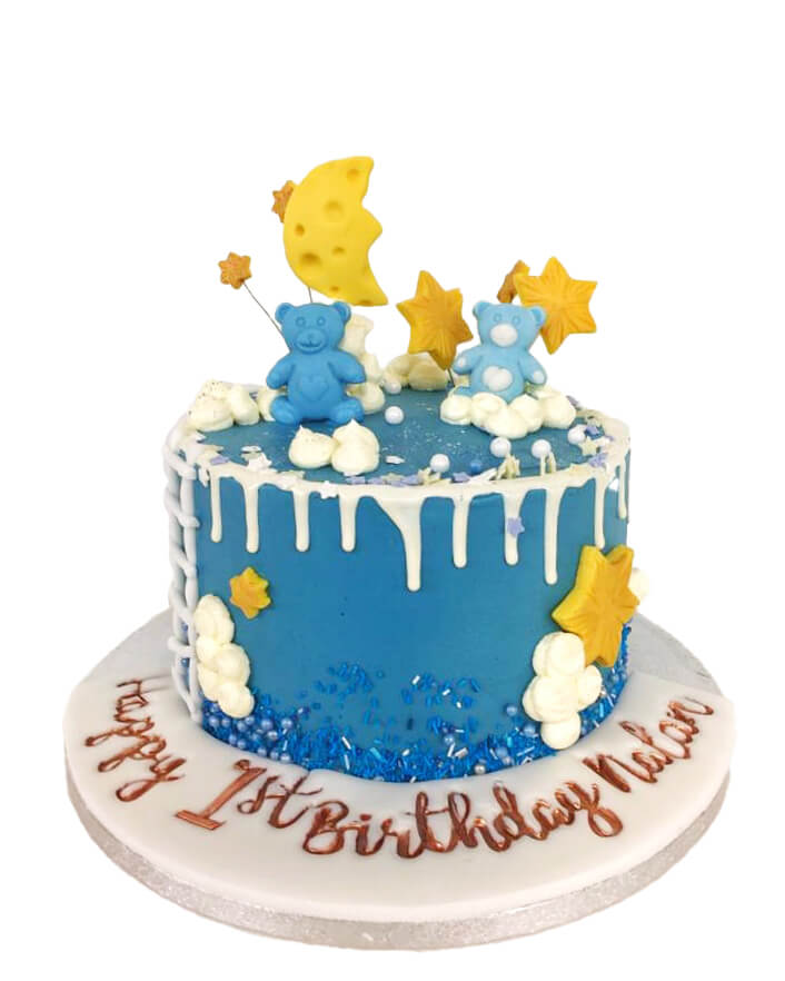 teddy bear themed cake for 1st birthday