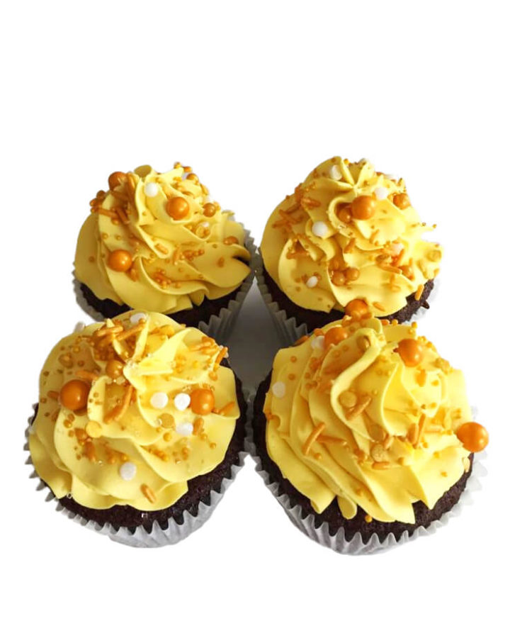 yellow cupcakes with sprinkles