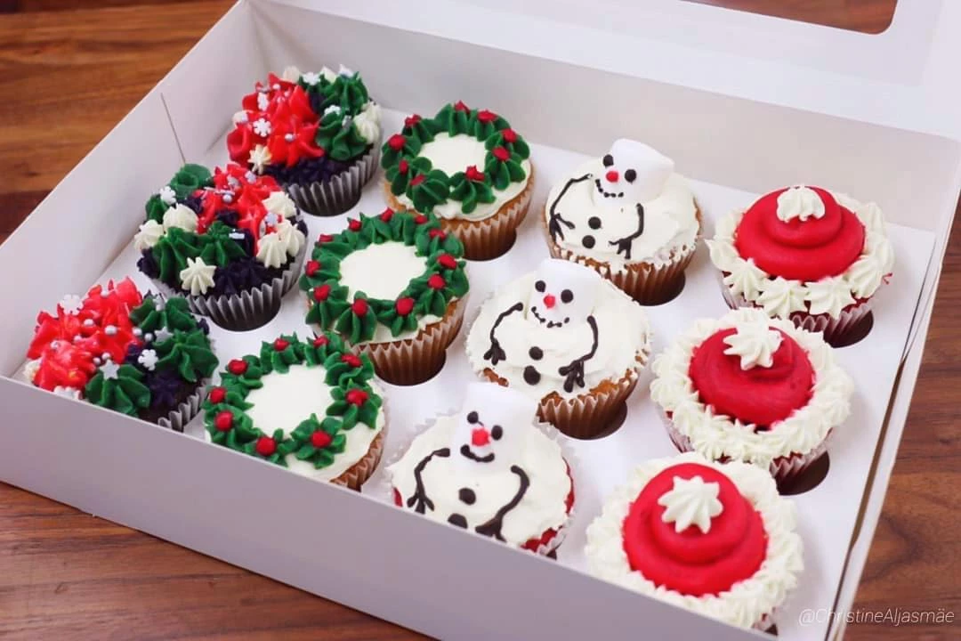 Christmas Cupcake Selection Box in dublin for delivery for christmas presents and gifts