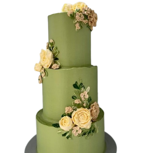 Green Buttercream Flowers Wedding Cakes Dublin