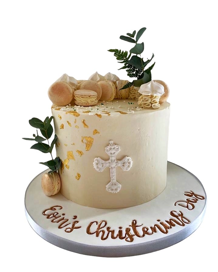 white christening cake