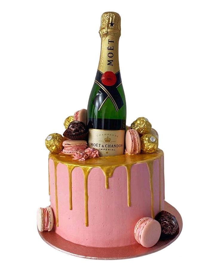 Pink Moet cake for 18 birthday cake