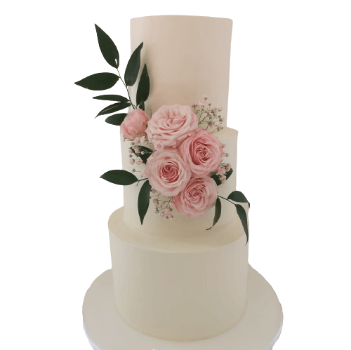 Simple Wedding Cake with Blush Roses