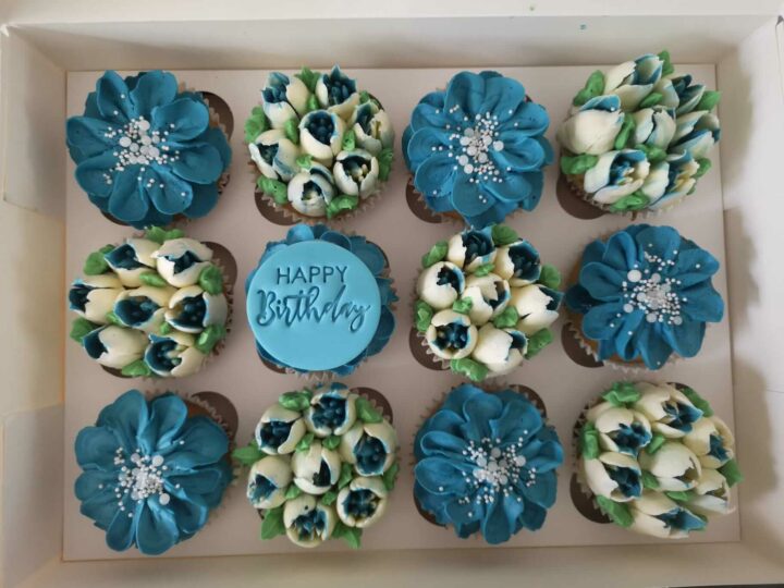 blue personalised cupcakes for boys