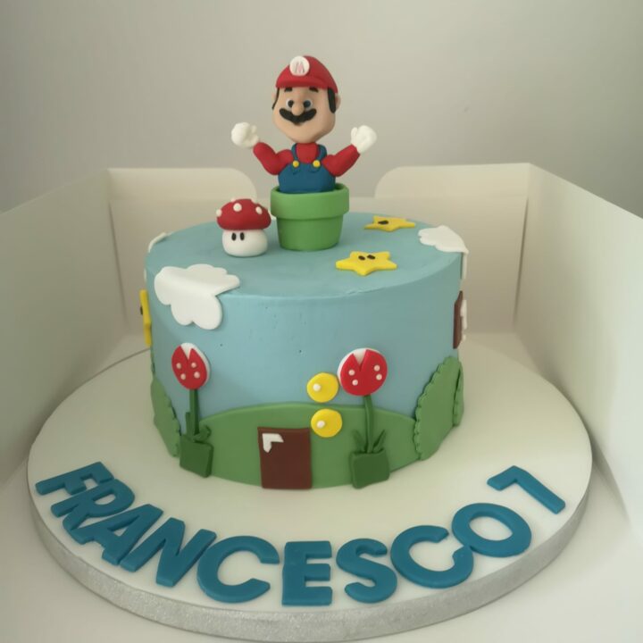 Sugar Fondant Super Mario on a Birthday Cake