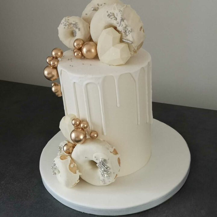 White and Gold Drip Cake in Dublin Ireland