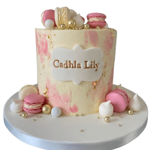 Christening Cake for Girls in pastel Pink Colours